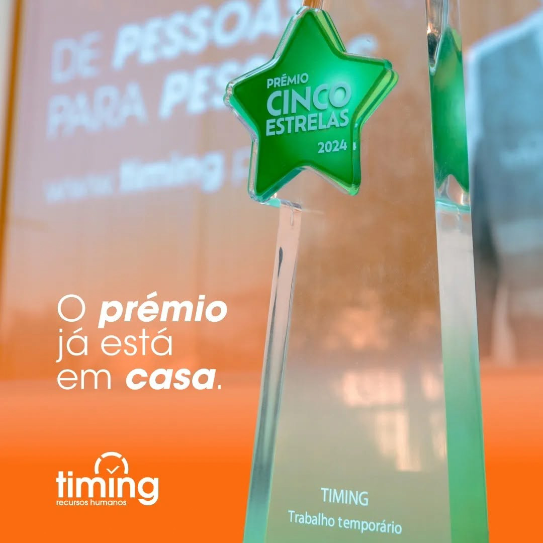 Timing distinguida com o Prémio Cinco Estrelas 2024 na categoria de Trabalho Temporário